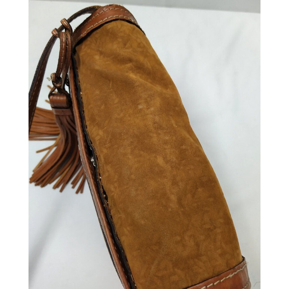 Patricia Nash Brown Suede Leather Pushlock Flap Closure Crossbody Bag - Picture 8 of 16